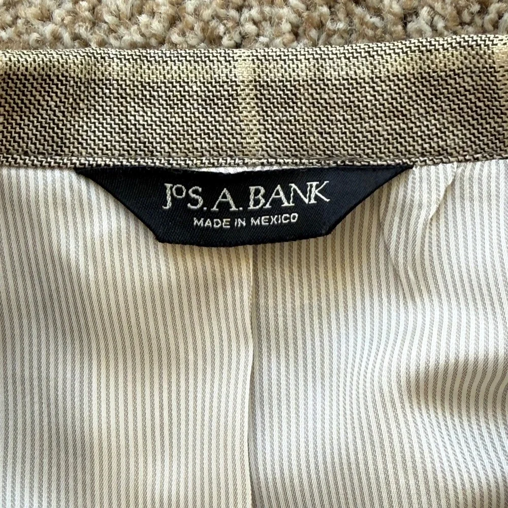 Jos. A. Bank Sport Coat Mens 48 XL Grey Silk Linen Wool Windowpane Plaid Blazer